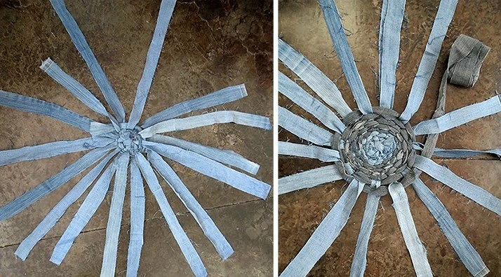 Плетёная корзина из старых джинсов: мастер-класс
