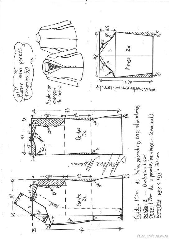 Стильный блейзер. Выкройки на размеры 42-56