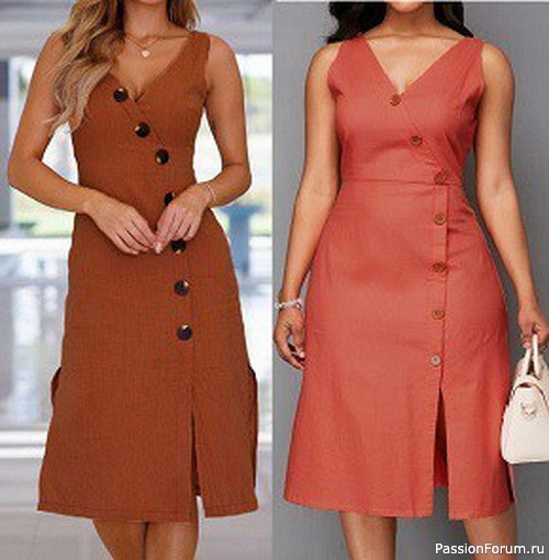 Выкройка платья на пуговицах. Размер 42 - 48