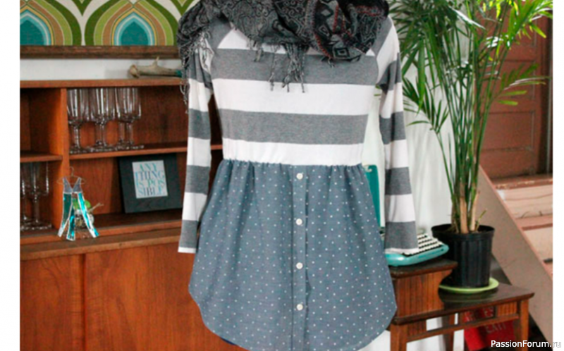 Как из старой рубашки сшить новый пуловер с баской