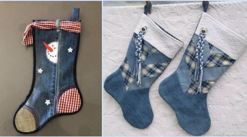 Праздничные сапожки из джинсовой ткани. Идеи и выкойка