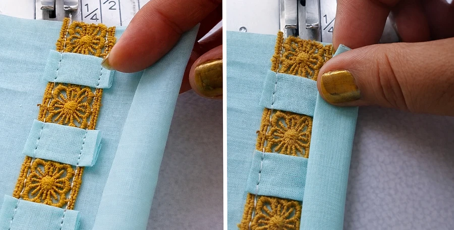 Как выполнить декоративную вставку с тесьмой: пошаговый мастер-класс