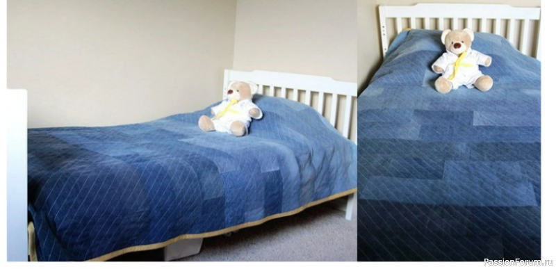 Стёганое одеяло-плед из старых джинсов: мастер-класс