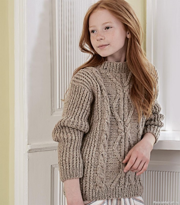 Джемпер узором "косы" и ромбы" . Описание