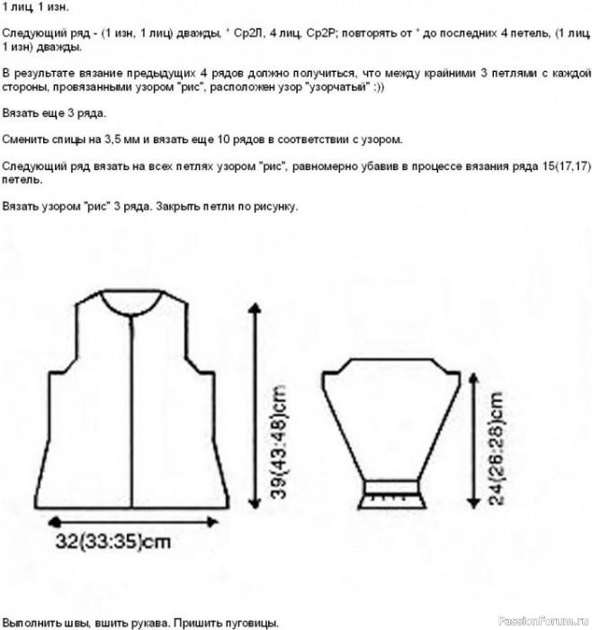 Вязаный жакет для девочки. Описание