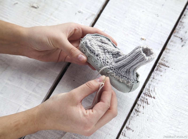 Пинетки с кожаной подошвой