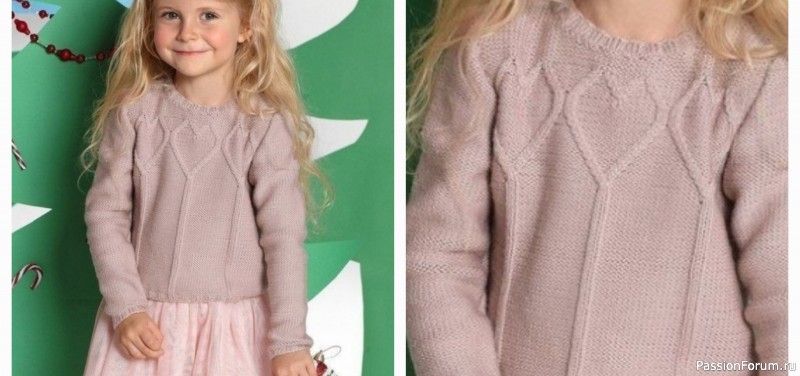 Детский джемпер с рельефными сердечками. Схема