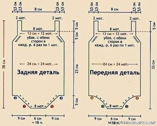 Детское боди спицами. Схема