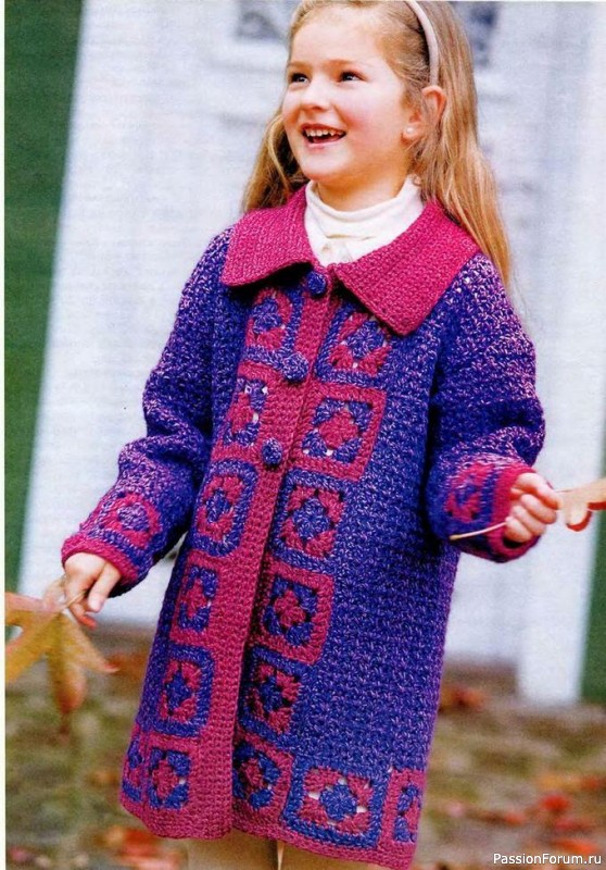 Пальто для девочки крючком. Описание