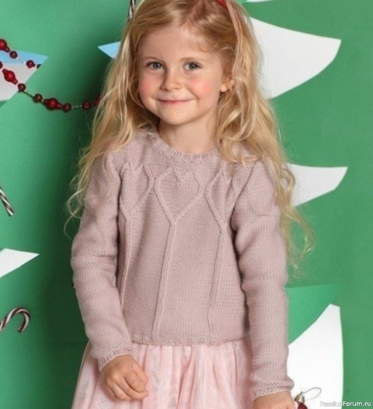 Детский джемпер с рельефными сердечками. Схема