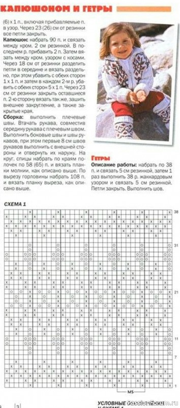 Жаккардовый жакет с капюшоном для девочки