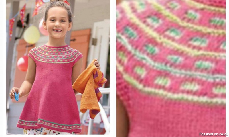 Туника для девочки на круговых спицах. Описание