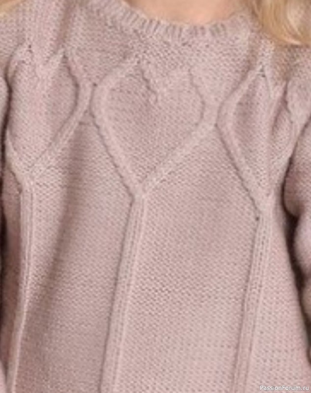 Детский джемпер с рельефными сердечками. Схема