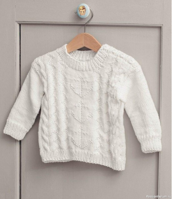 Детский пуловер узором «Якорь»