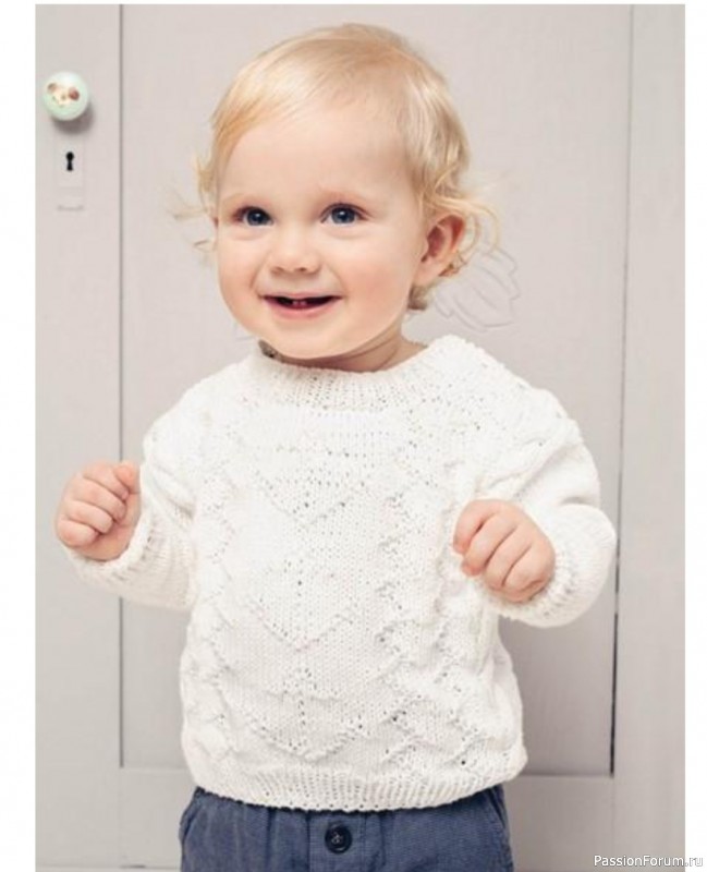 Детский пуловер узором «Якорь»