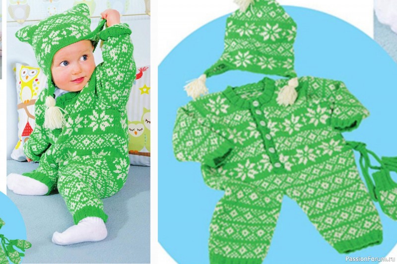 Детский теплый комплект: комбинезон, варежки и шапочка