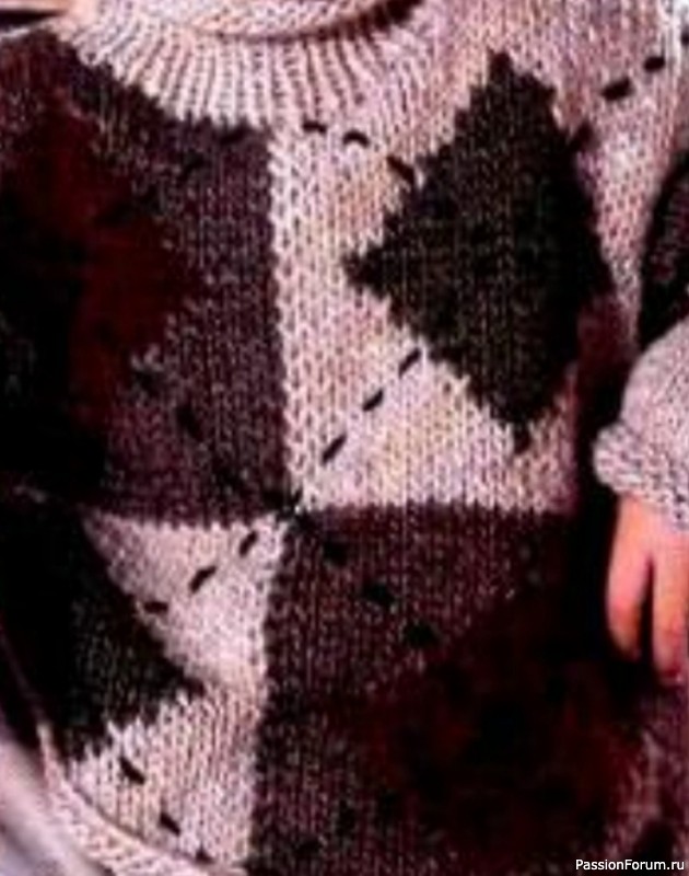 Детский пуловер с ромбами. Описание