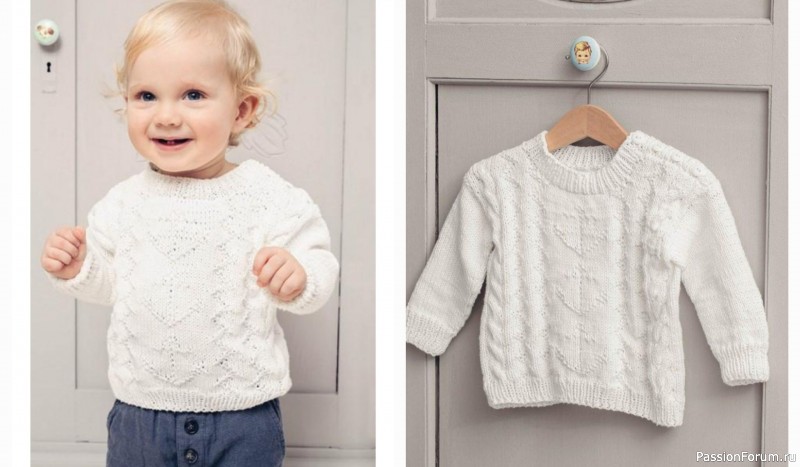 Детский пуловер узором &laquo;Якорь&raquo;