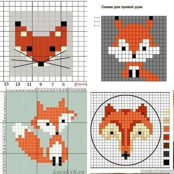 Схемы лисичек для детских вещей