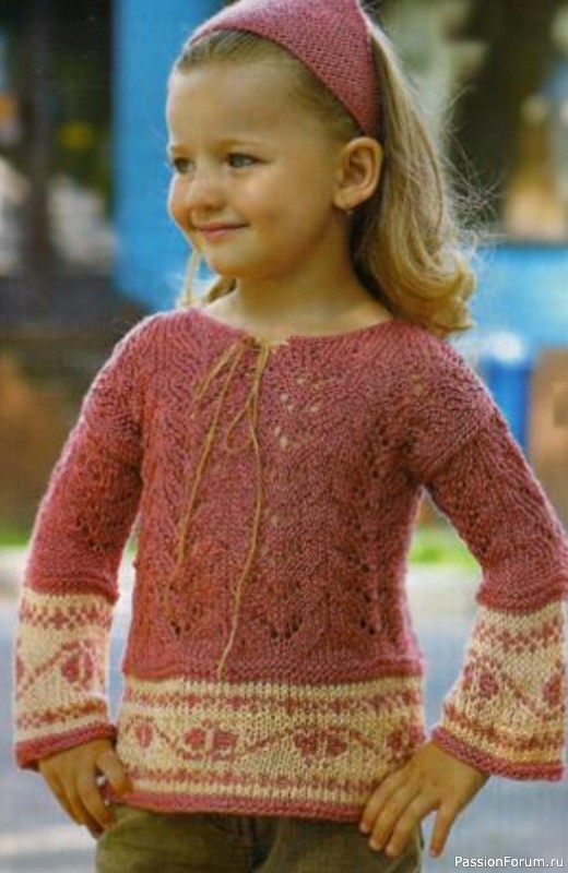Ажурный пуловер для девочки. Описание