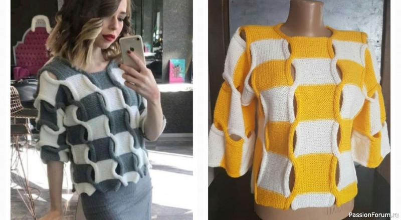 Свободный двухцветный джемпер. Описание