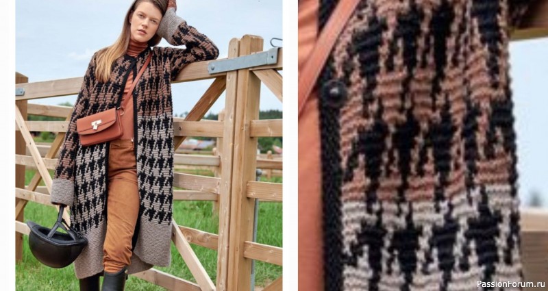 Кардиган узором "гусиная лапка". Схема