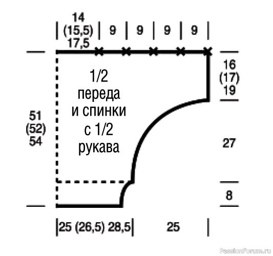 Пуловер с цельновязаными рукавами. Описание