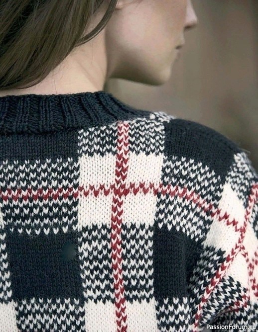 Жакет в клетку спицами