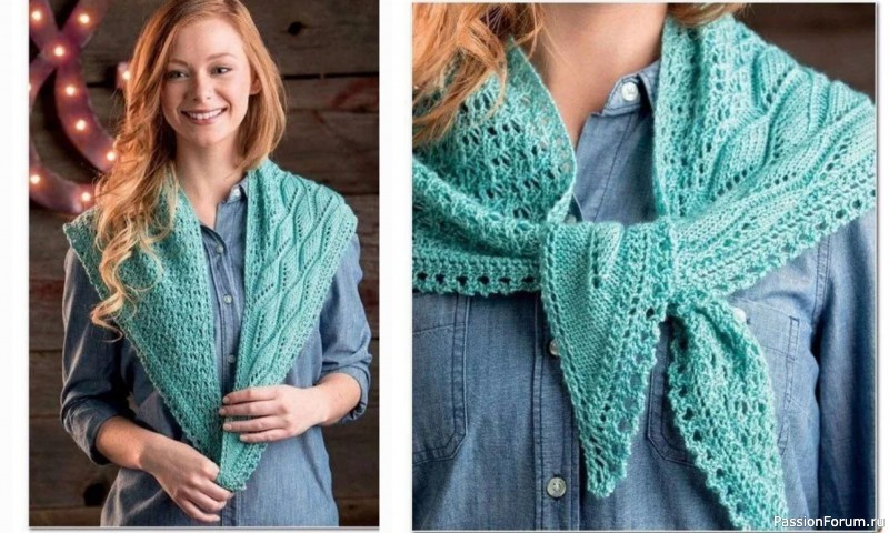 Асимметричная шаль спицами. Схемы