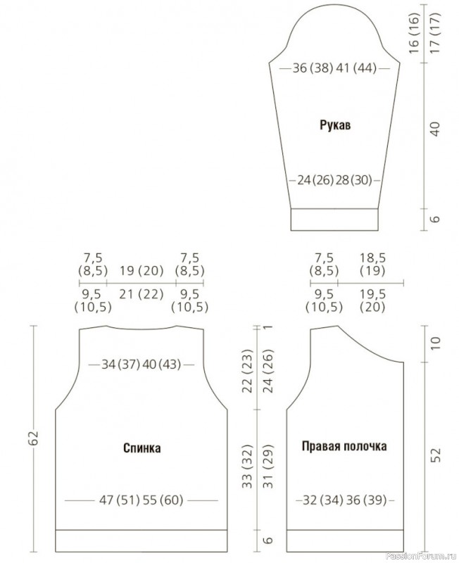Ассиметричный жакет спицами на пуговицах