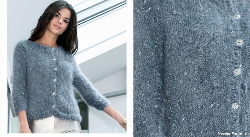 Серый жакет из фасонной пряжи