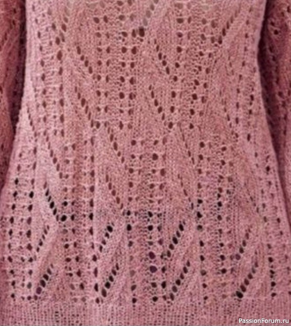 Пастельно-розовый пуловер свободного кроя. Схема