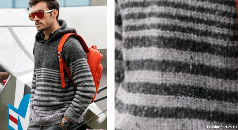Мужской пуловер с капюшоном. Описание