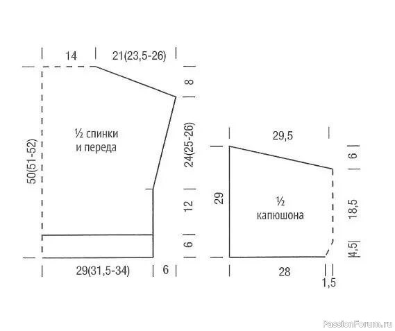 Интересный худи. Схема