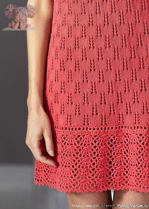 Стильное платье с комбинированными узорами. Схема