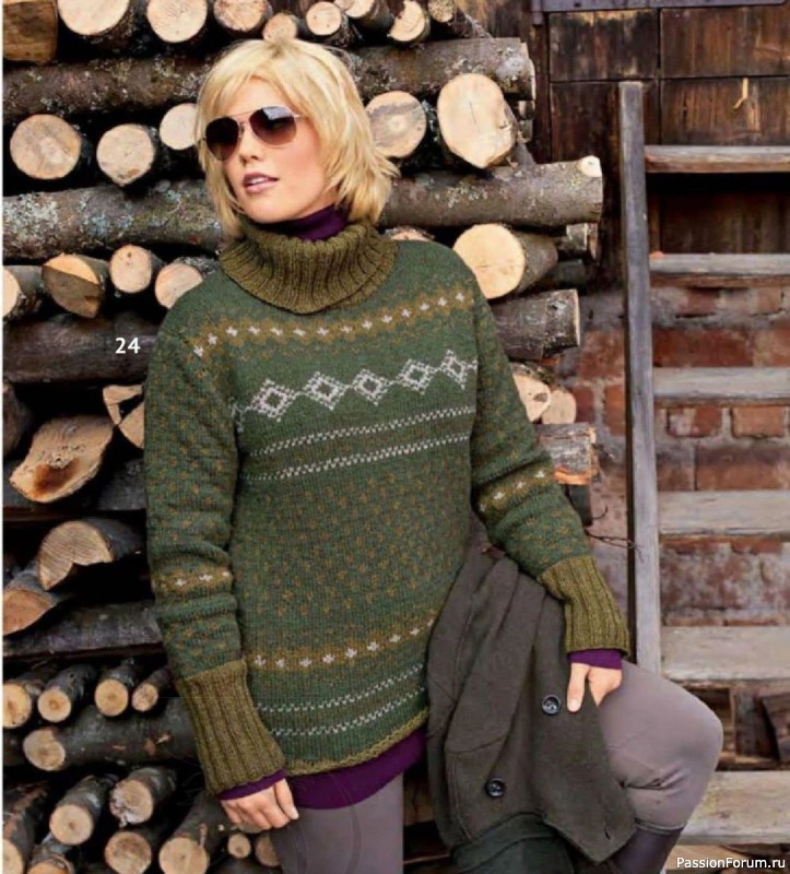 Свитер спицами жаккард. Описание