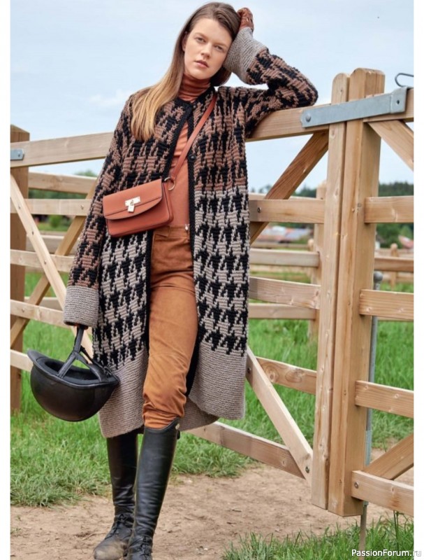 Кардиган узором "гусиная лапка". Схема