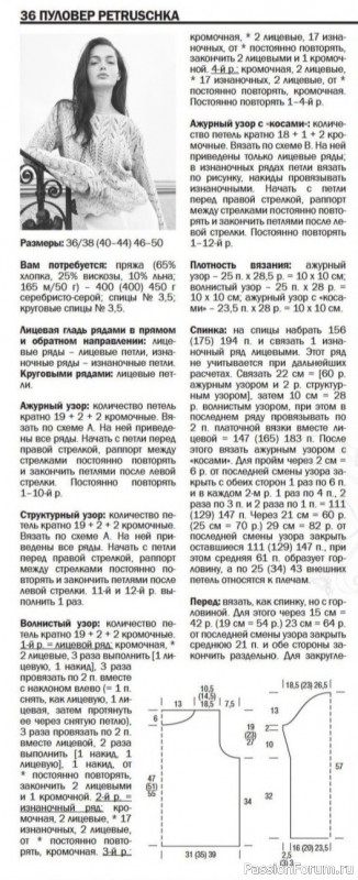 Ажурный свитер спицами. Схема.