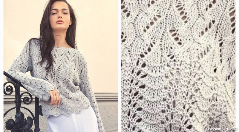 Ажурный свитер спицами. Схема.