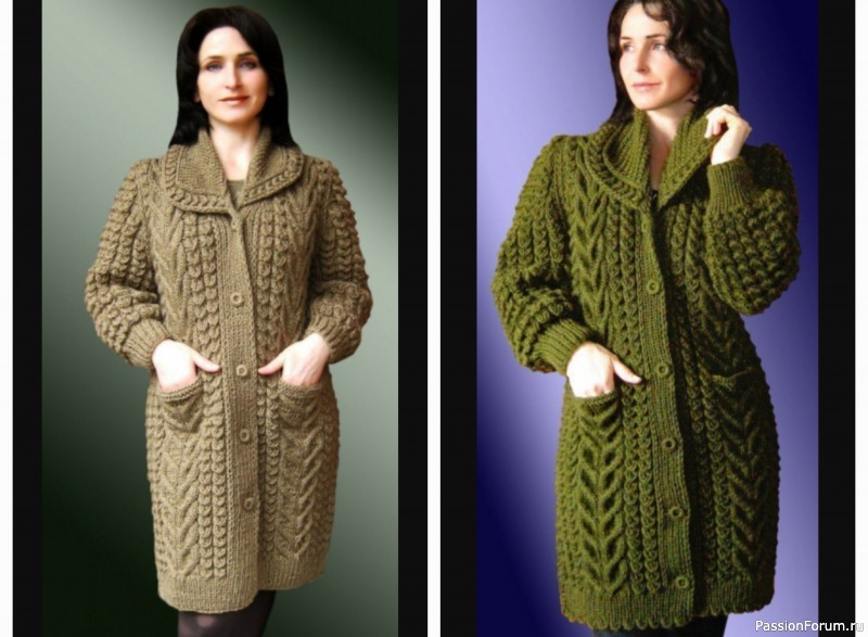 Кардиган удлиненный узором «косы»