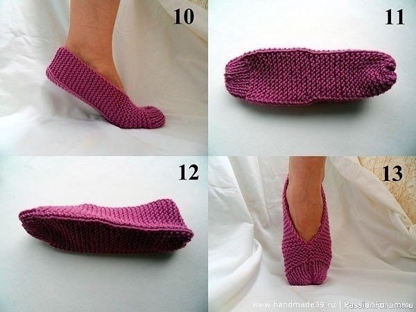 Тапочки-следки, связанные спицами. Описание