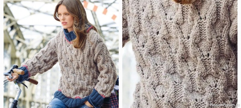 Свободный свитер с рельефным узором