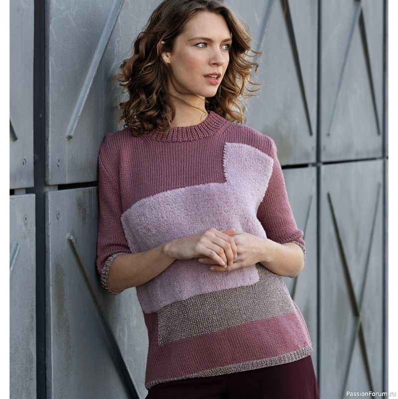 Джемпер из пряжи трех видов. Описание