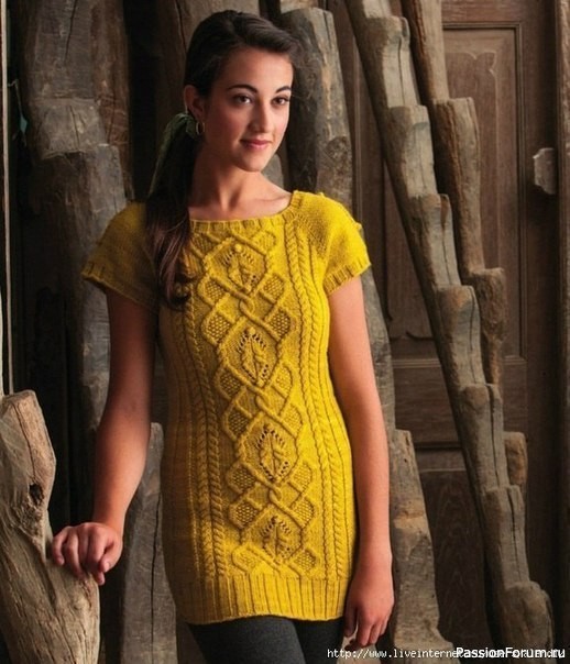 Туника узором араны спицами