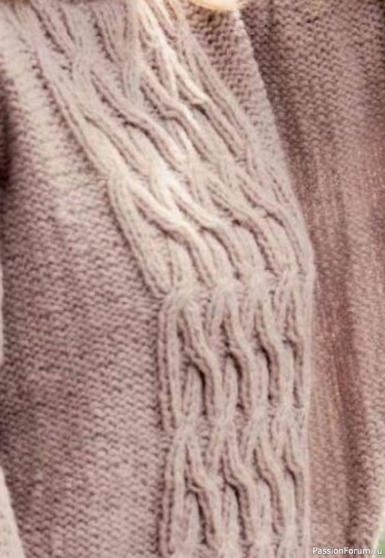 Пуловер с цельновязаными рукавами. Описание