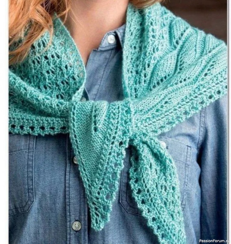 Асимметричная шаль спицами. Схемы