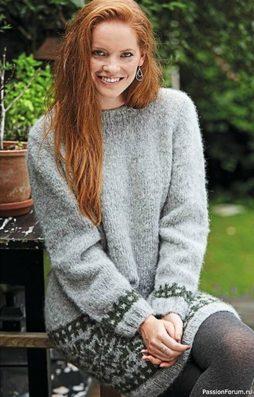 Теплое платье с норвежским орнаментом. Описание