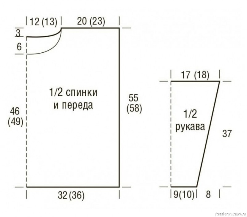 Джемпер с ритмичными косами. Схема