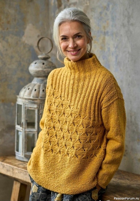 Стильный свитер спицами. Схема