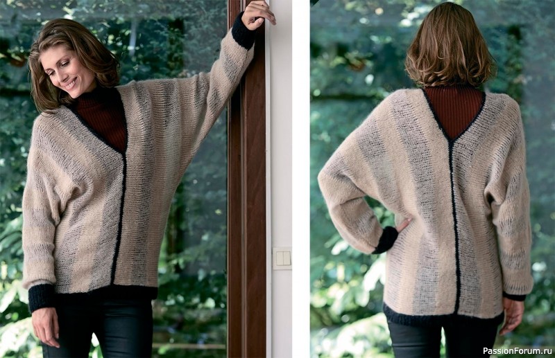 Пуловер с V-образными вырезами. Описание